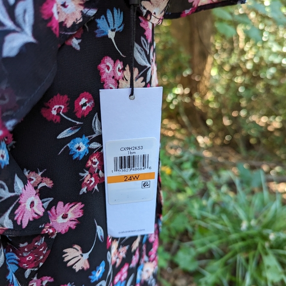 CALVIN KLEIN Plus Size Faux Wrap Dress Floral Print Size 24 - Picture 11 of 11